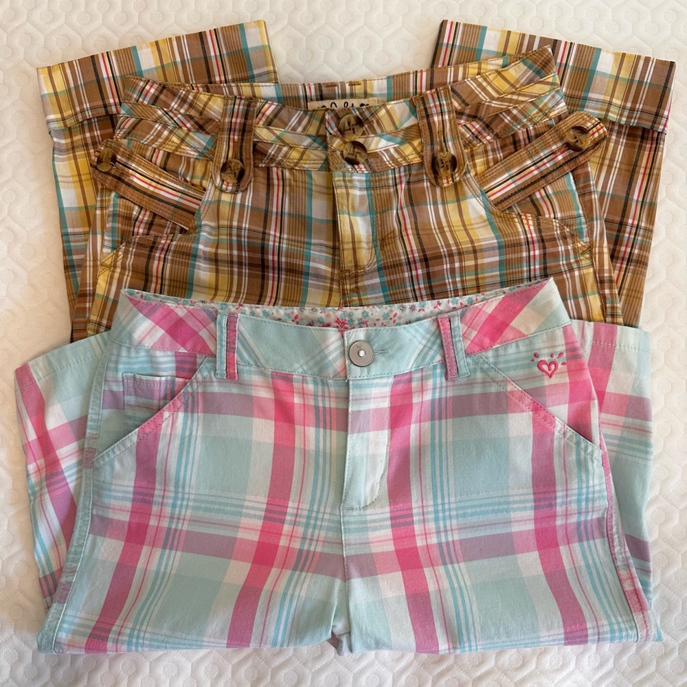Bundle of 2: Walking Shorts, Plaid Shorts Set in Pastel and Earth Tones